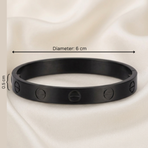 Black Screw Detail Minimalist Oval Bangle