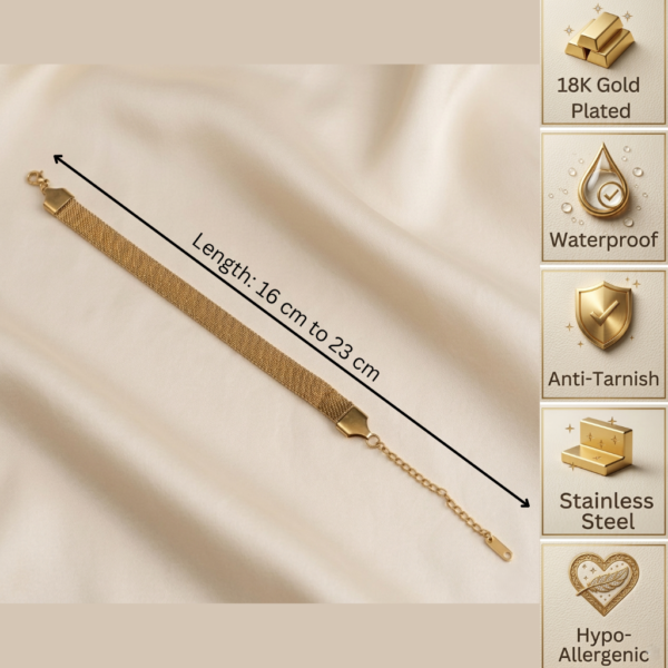 Gold Flat Mesh Chain Bracelet