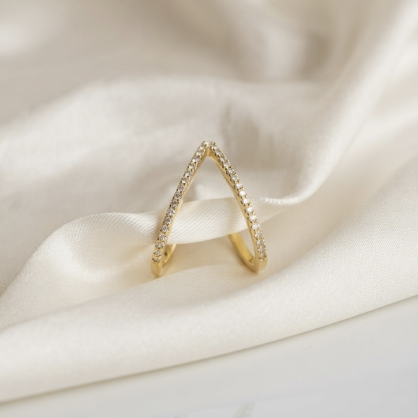 Gold Crystal Chevron Wrap Ring