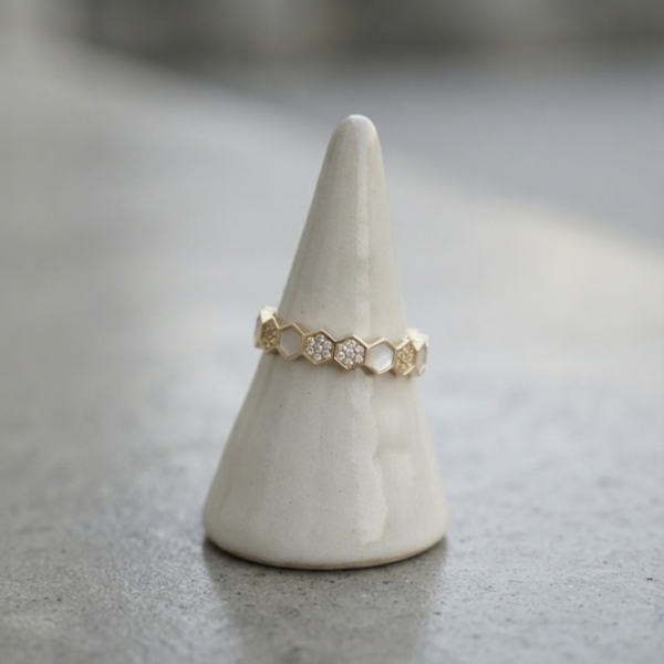 Gold Honeycomb Shell Ring