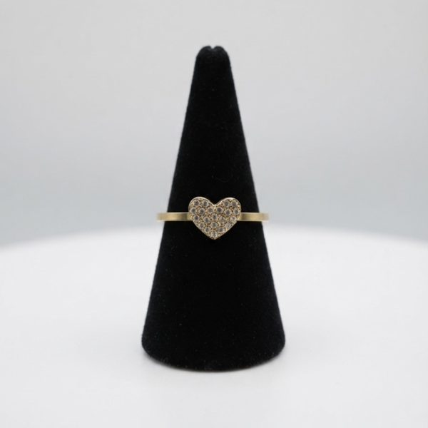 4 - Gold Pavé Crystal Heart Ring - The Pastel Gem - Best Anti Tarnish Jewellery Gold Pavé Crystal Heart Ring
