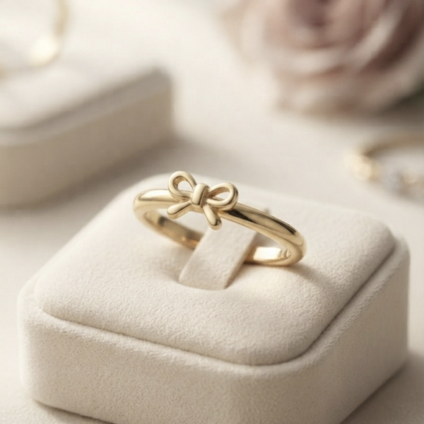 4 - Gold Ribbon Bow Ring - The Pastel Gem - Best Anti Tarnish Jewellery Gold Ribbon Bow Ring