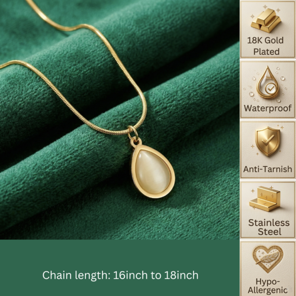 Gold Teardrop Opal Necklace