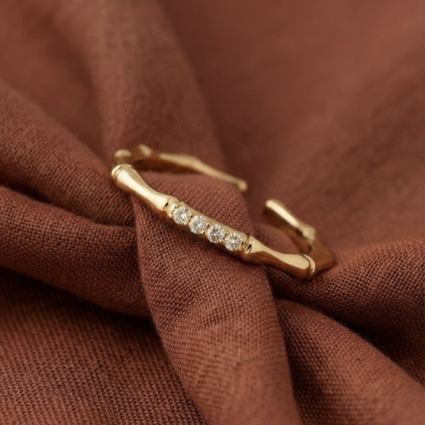 Gold Bamboo Crystal Ring