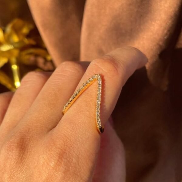 Gold Crystal Chevron Wrap Ring