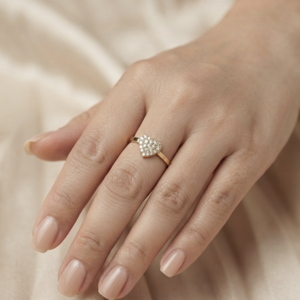 5 - Gold Pavé Crystal Heart Ring - The Pastel Gem - Best Anti Tarnish Jewellery Gold Pavé Crystal Heart Ring