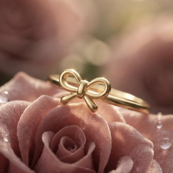 5 - Gold Ribbon Bow Ring - The Pastel Gem - Best Anti Tarnish Jewellery Gold Ribbon Bow Ring