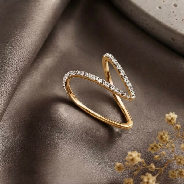 Gold Crystal Chevron Wrap Ring