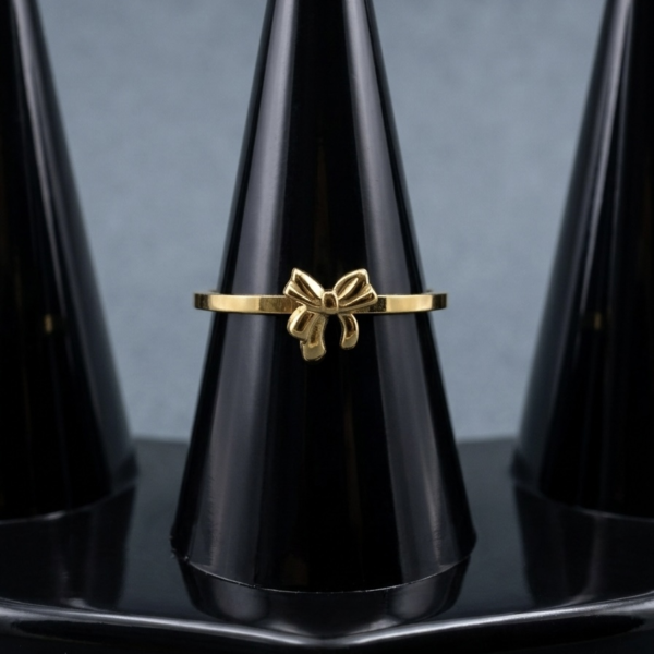 6 - Gold Mini Bow Ring - The Pastel Gem - Best Anti Tarnish Jewellery Gold Mini Bow Ring