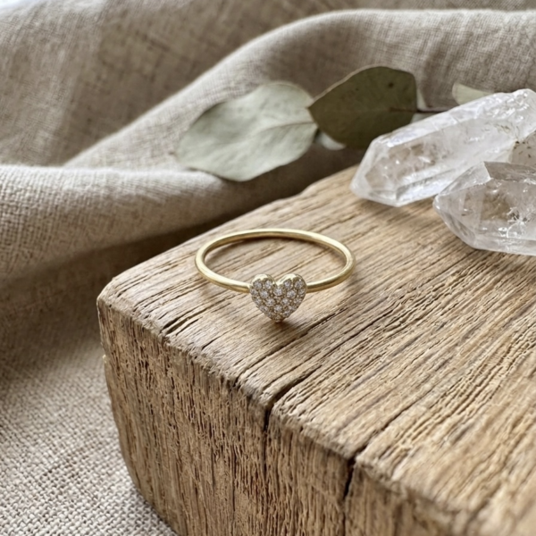 6 - Gold Pavé Crystal Heart Ring - The Pastel Gem - Best Anti Tarnish Jewellery Gold Pavé Crystal Heart Ring