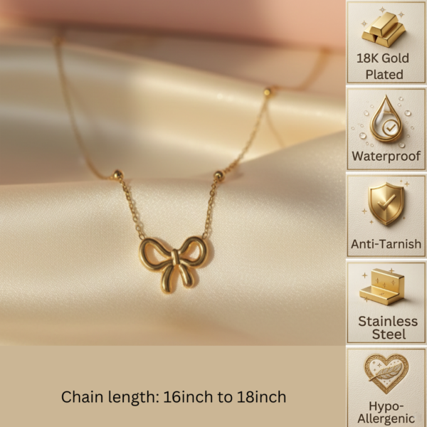 7 Gold Bow Beaded Necklace