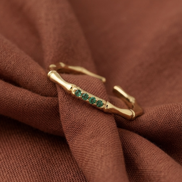 Gold Bamboo Crystal Ring