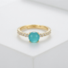 Gold Green Chalcedony Crystal Ring