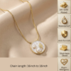 Gold Pearl Leaf Medallion Necklace