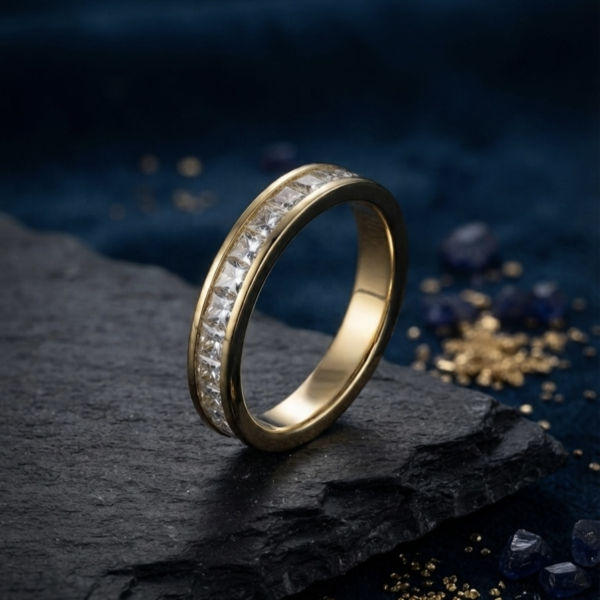 Gold Channel Cut Eternity Ring