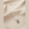 9 - Gold Cushion Stone Pendant Necklace - The Pastel Gem - Best Anti Tarnish Jewellery Gold Cushion Stone Pendant Necklace
