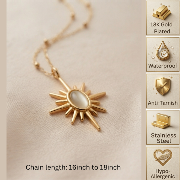 Gold Opal Sunburst Necklace