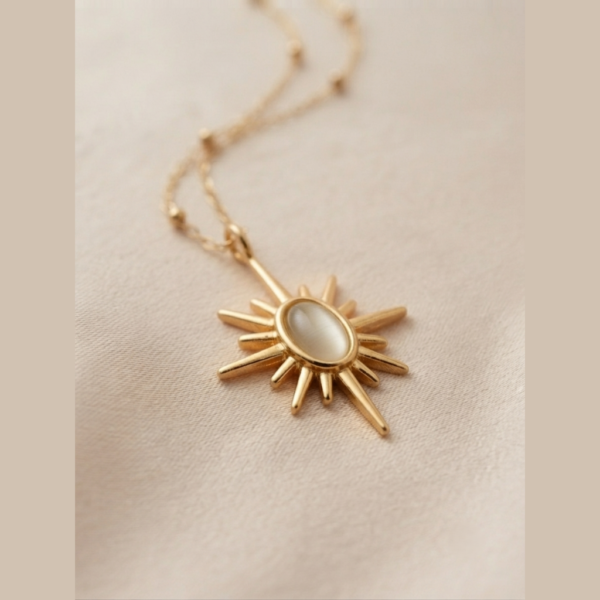 Gold Opal Sunburst Necklace
