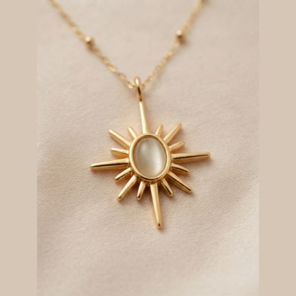 Gold Opal Sunburst Necklace