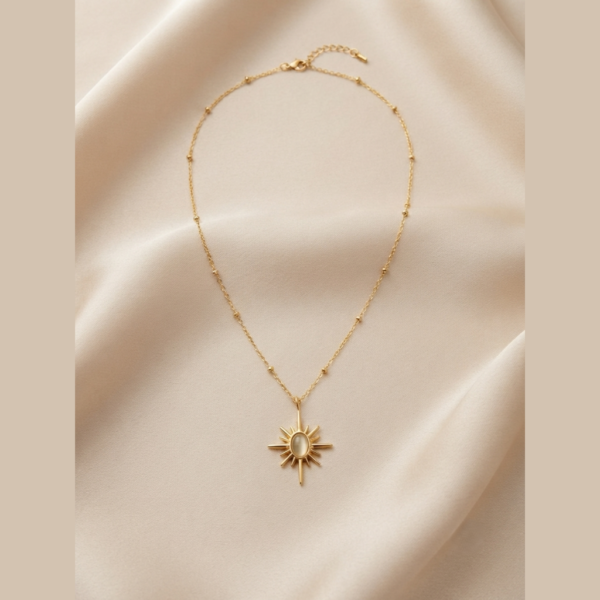 Gold Opal Sunburst Necklace