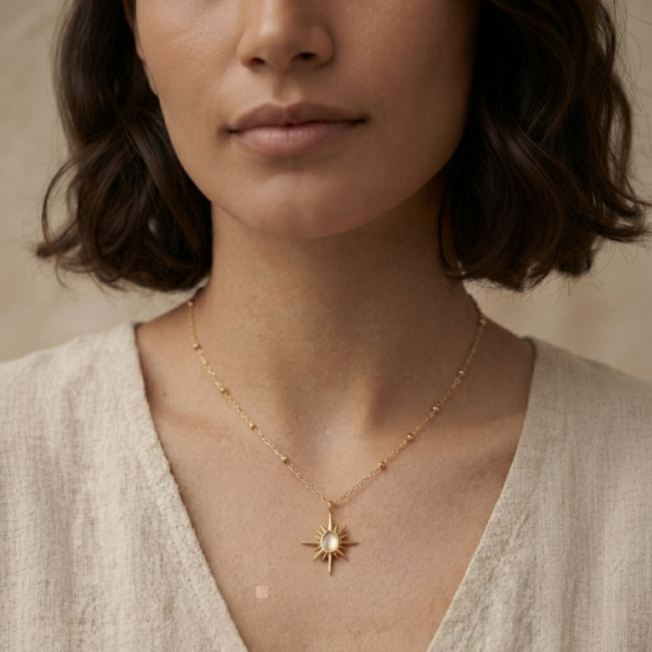 Gold Opal Sunburst Necklace