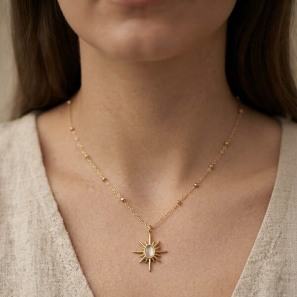 Gold Opal Sunburst Necklace