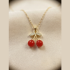 98 - Gold Cherry Pendant Necklace - The Pastel Gem - Best Anti Tarnish Jewellery Gold Cherry Pendant Necklace
