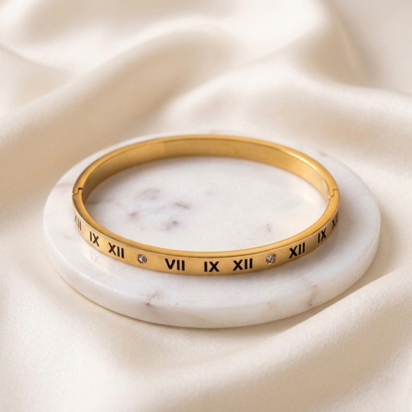 Gold Roman Numeral Bangle