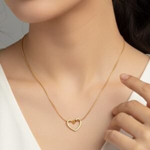 Gold Knot Heart - The Pastel Gem - Imitation Jewelery - 1 Gold Open Heart Pendant Necklace