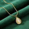 Gold Teardrop Opal Necklace