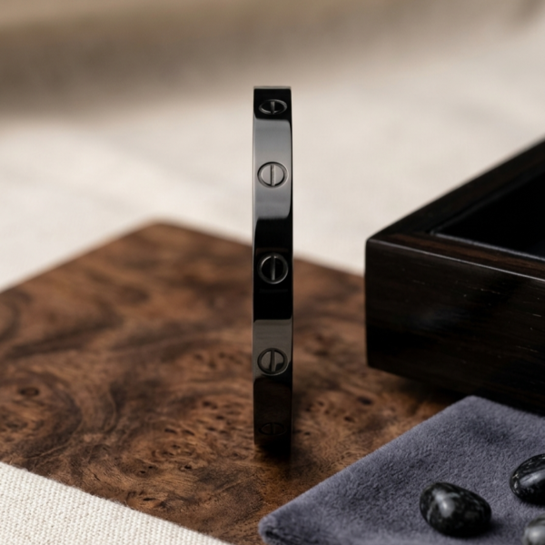 IMG_1569 Black Screw Detail Minimalist Oval Bangle