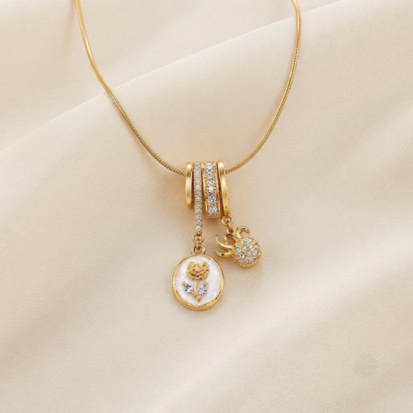 Gold Rose Charm Necklace
