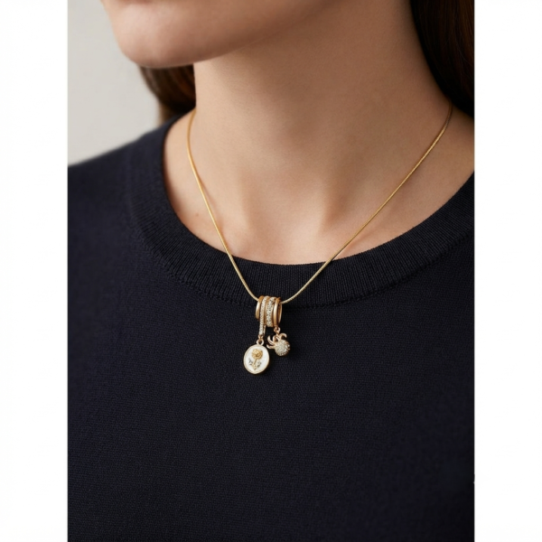 Gold Rose Charm Necklace
