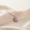 Silver Emerald Cut Crystal Necklace