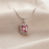 Silver Emerald Cut Crystal Necklace