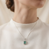 Silver Emerald Cut Crystal Necklace