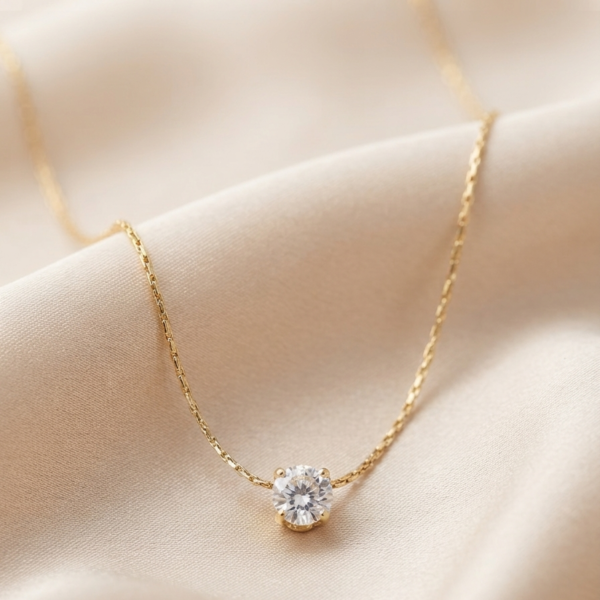 IMG_2112 Gold Crystal Solitaire Pendant Necklace