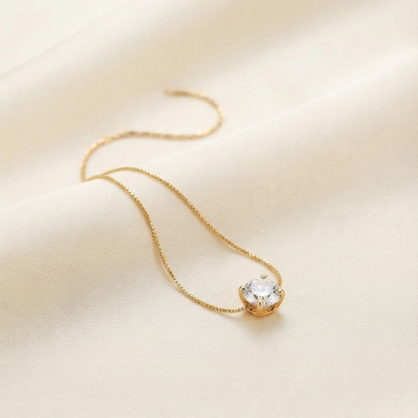 IMG_2117 Gold Crystal Solitaire Pendant Necklace