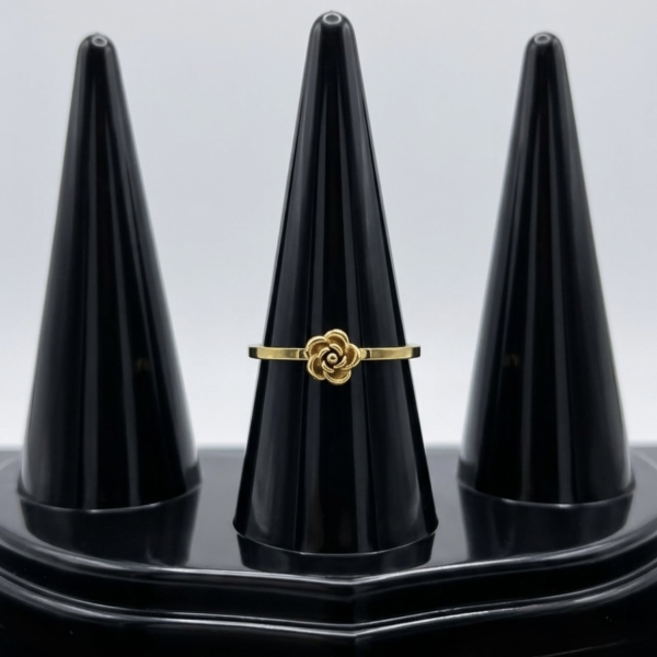 Gold Mini Sculpted Rose Ring
