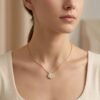 Gold Pearl Leaf Medallion Necklace