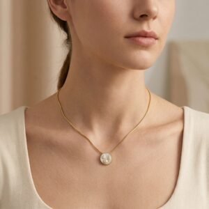 Pearl Meadow Necklace - The Pastel Gem - Imitation Jewellery - 6 Gold Pearl Leaf Medallion Necklace
