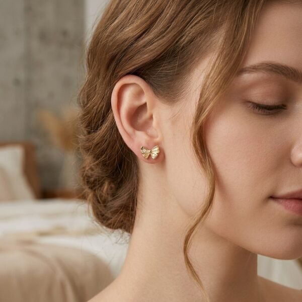 The Pastel Gem - Best Luxury Jewellery Brand - Crystal Bow Studs Earrings - 4 Crystal Bow Stud Earrings