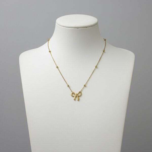 The Pastel Gem - Best Luxury Jewellery Brand - Golden Bow Necklace - 5-10 Gold Bow Beaded Necklace