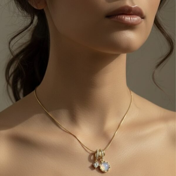 Gold Moonstone Charm Necklace