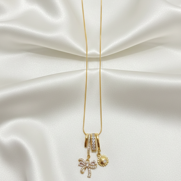 Sparkling Celestial Bow Charm Necklace